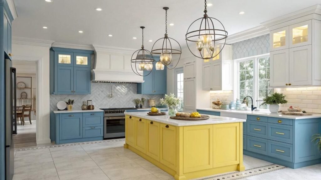 An Elegant Kitchen with Pendant Lights