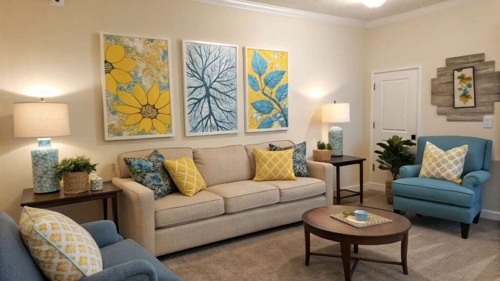 Living room with wall art