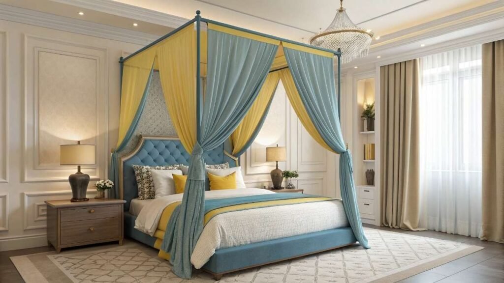 A Bedroom with Install a Stylish Bed Canopy