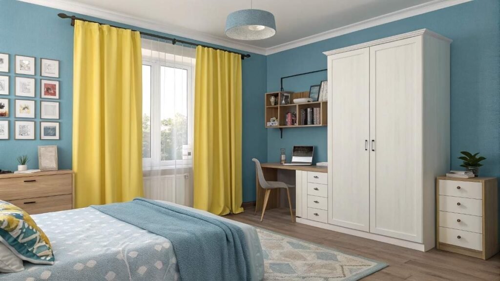 Yellow Curtains with Blue Walls