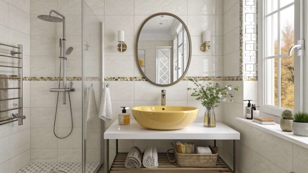 A stylish Living room with Ceramic Sink