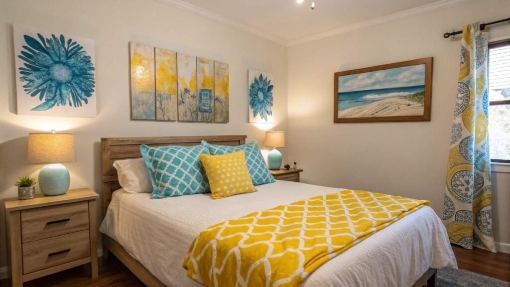 A Bedroom Decorating with Wall Art