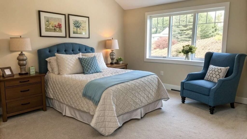 A stylish bedroom with Accent Chair