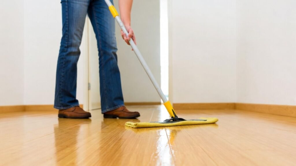 A man showing how to Clean Bamboo Floors